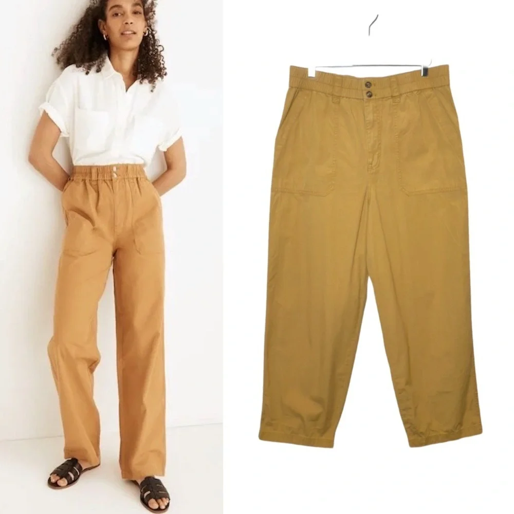 Madewell High Rise Utility Straight Relaxed Pants Cotton Ripstop Sz XL